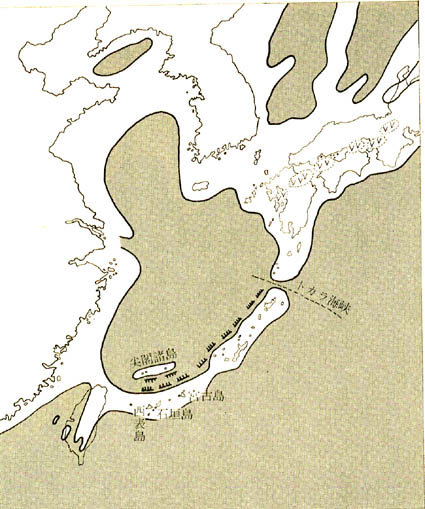 上の地図は、新生代第４紀初期（約150万年前の古地理）